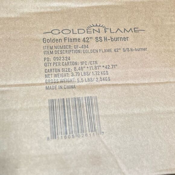 Golden Flame 42" x 8" Fire Pit/Fireplace SS H-Burner w/Connection Kit. NIB! - Picture 6 of 10